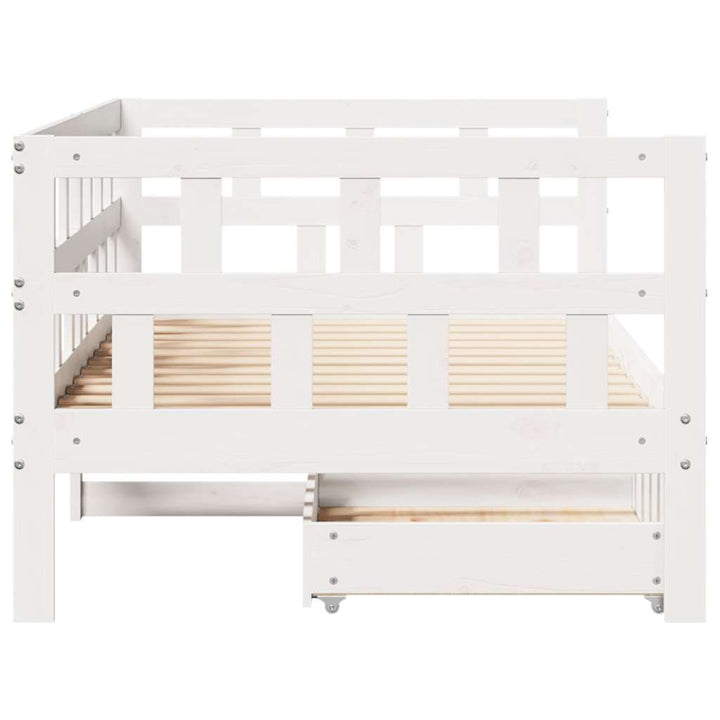 daybed med skuffer 90x190 cm massivt fyrretræ hvid