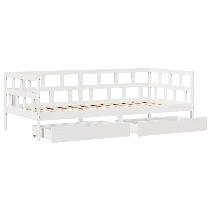 daybed med skuffer 90x190 cm massivt fyrretræ hvid