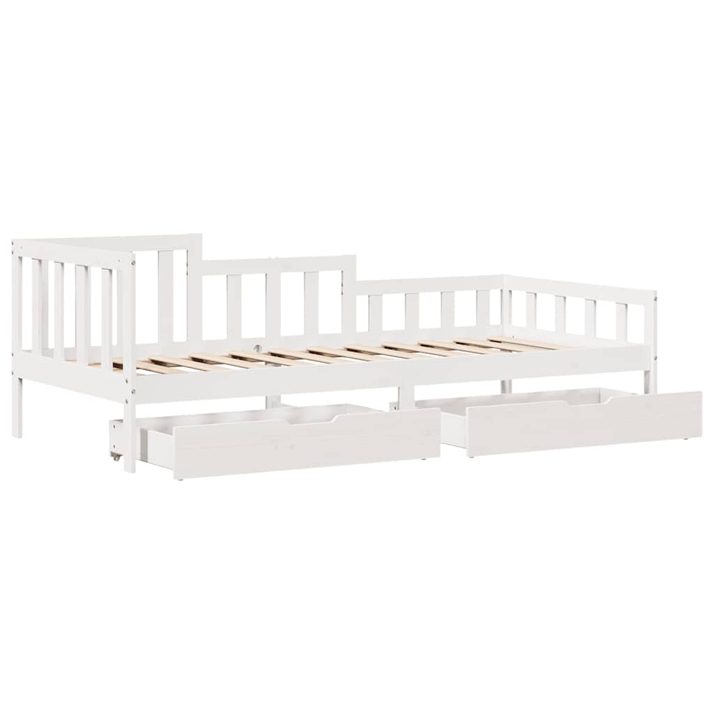 daybed med skuffer 80x200 cm massivt fyrretræ hvid