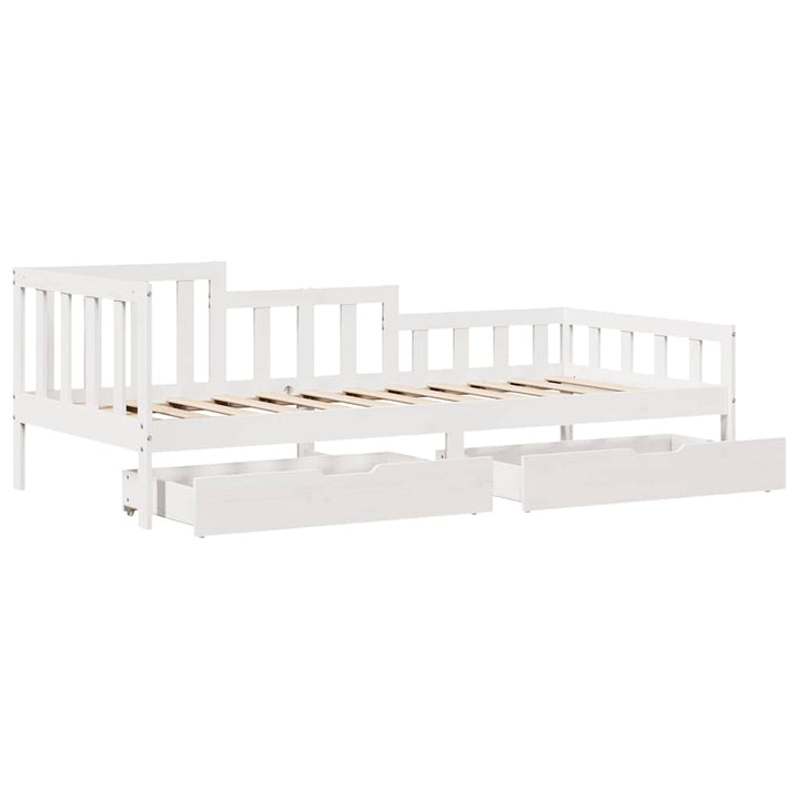 daybed med skuffer 80x200 cm massivt fyrretræ hvid