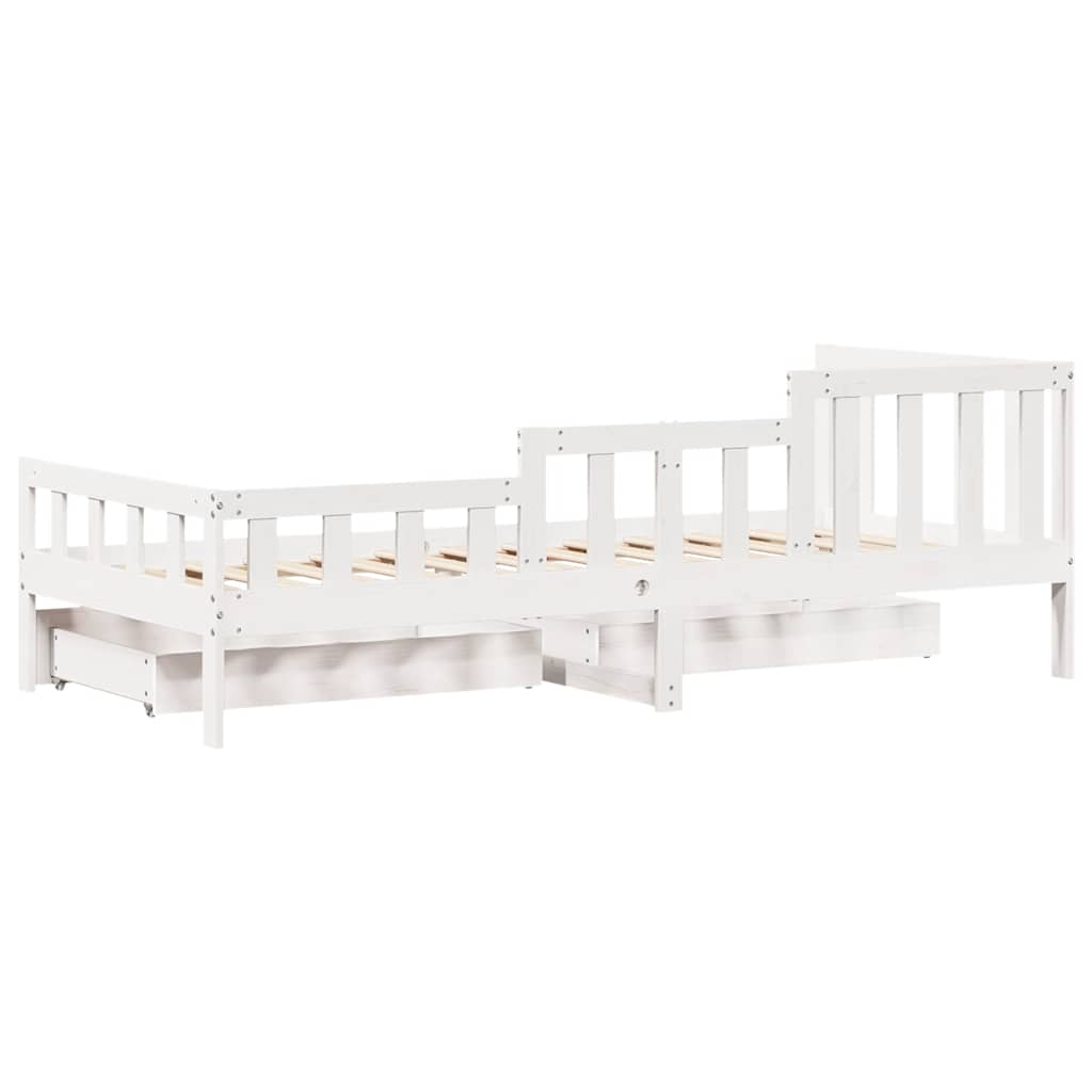 daybed med skuffer 80x200 cm massivt fyrretræ hvid