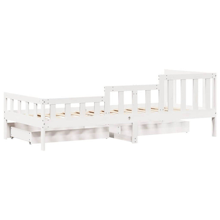 daybed med skuffer 80x200 cm massivt fyrretræ hvid