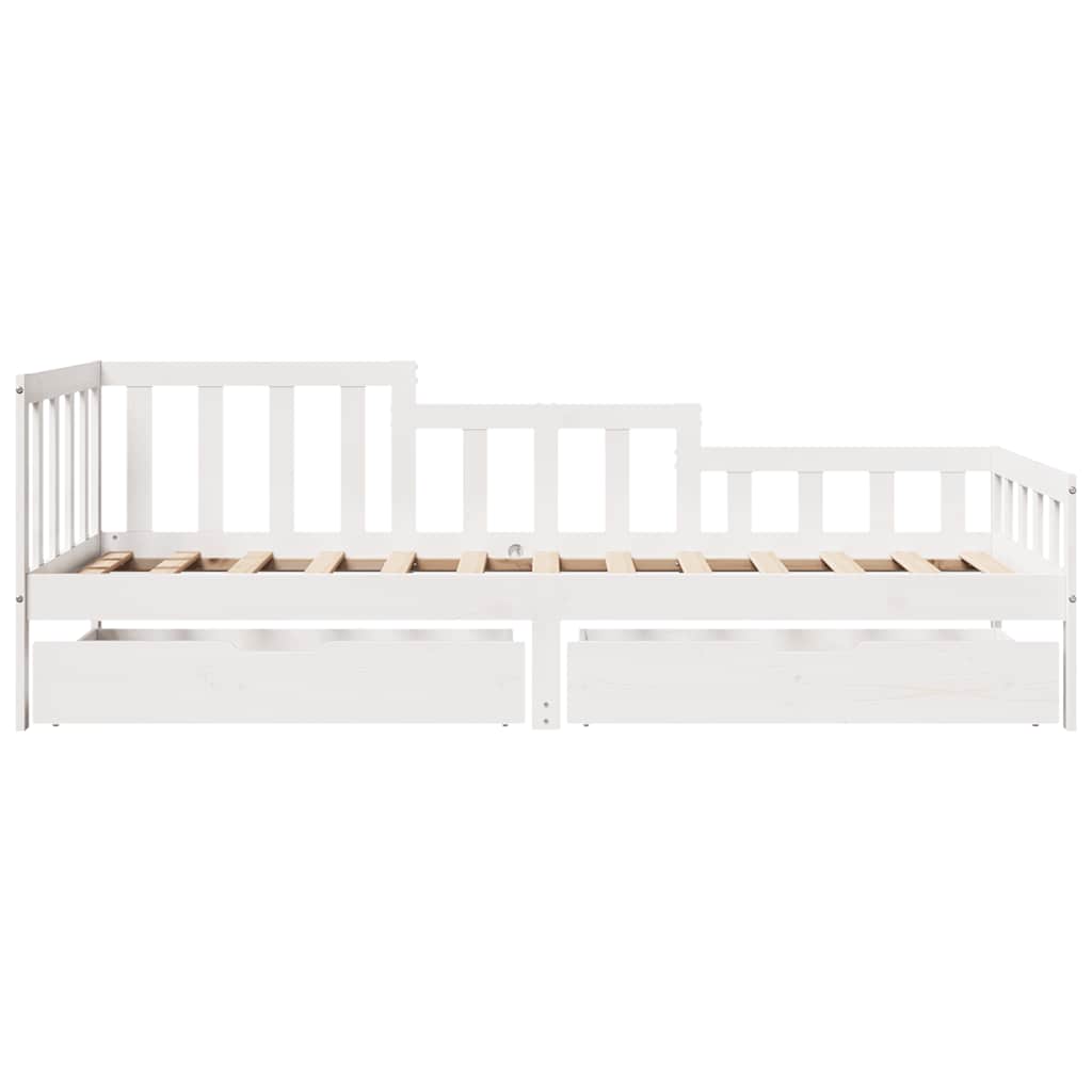 daybed med skuffer 90x200 cm massivt fyrretræ hvid