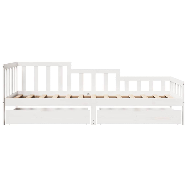 daybed med skuffer 90x200 cm massivt fyrretræ hvid