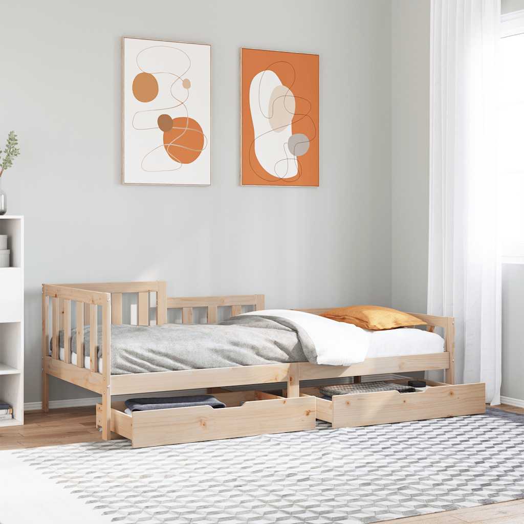 daybed med skuffer 90x190 cm massivt fyrretræ