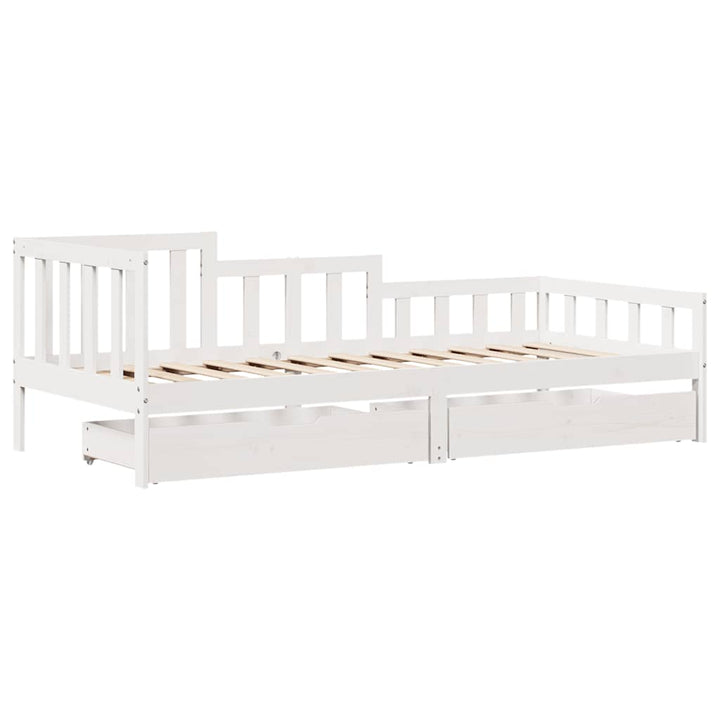 daybed med skuffer 80x200 cm massivt fyrretræ hvid