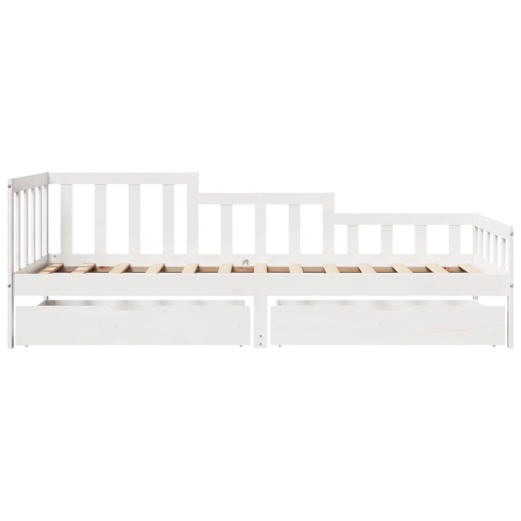 daybed med skuffer 80x200 cm massivt fyrretræ hvid