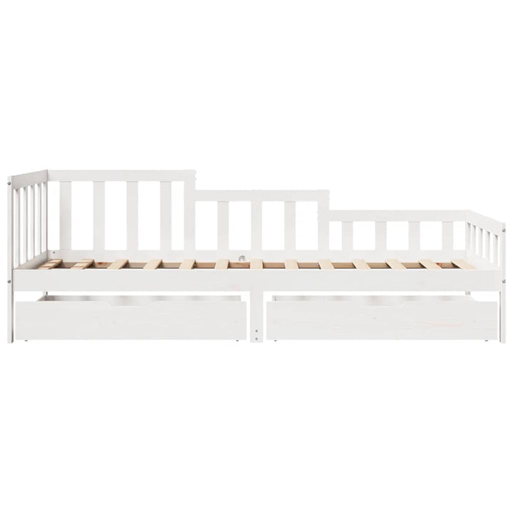 daybed med skuffer 80x200 cm massivt fyrretræ hvid