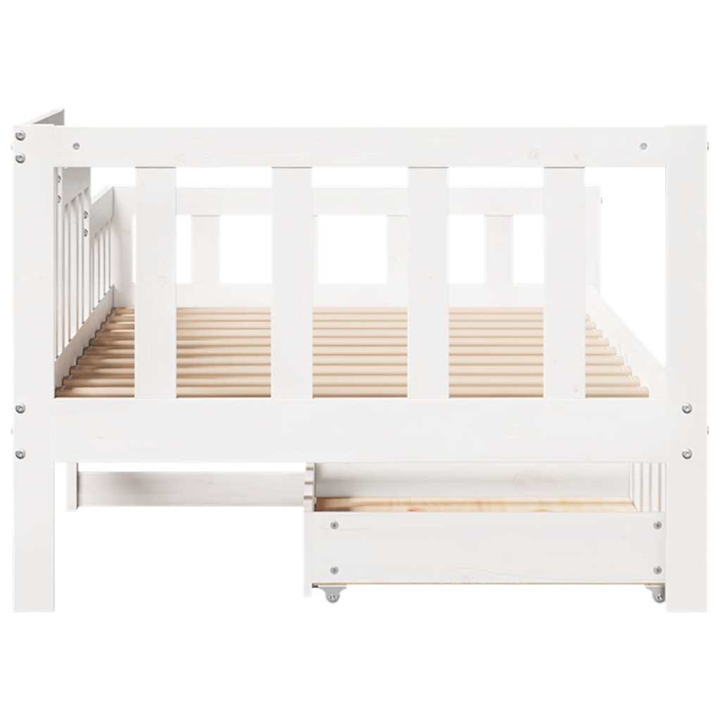 daybed med skuffer 80x200 cm massivt fyrretræ hvid