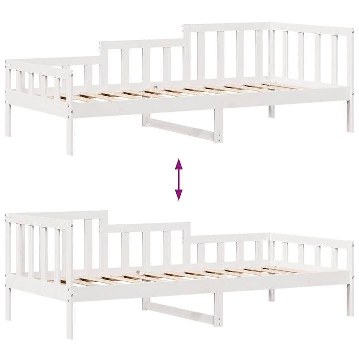 daybed med skuffer 80x200 cm massivt fyrretræ hvid