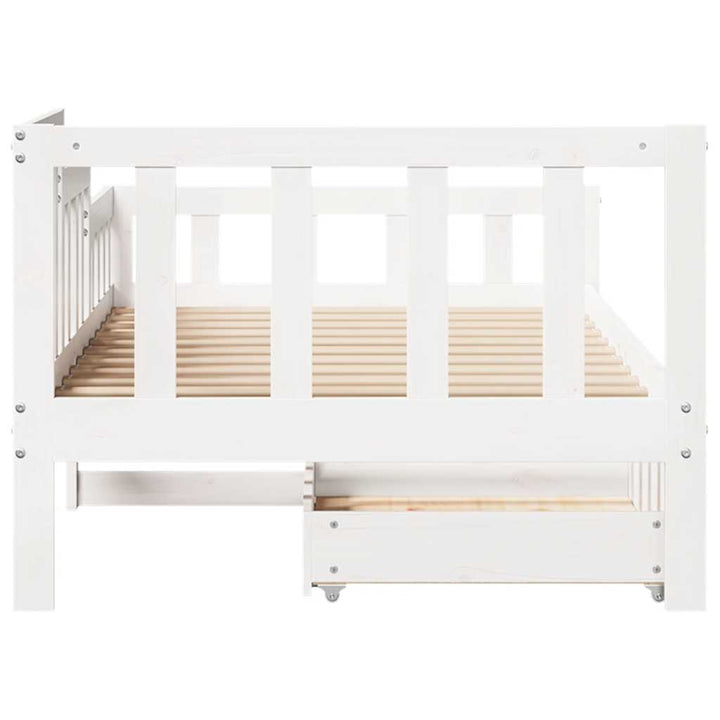 daybed med skuffer 90x200 cm massivt fyrretræ hvid