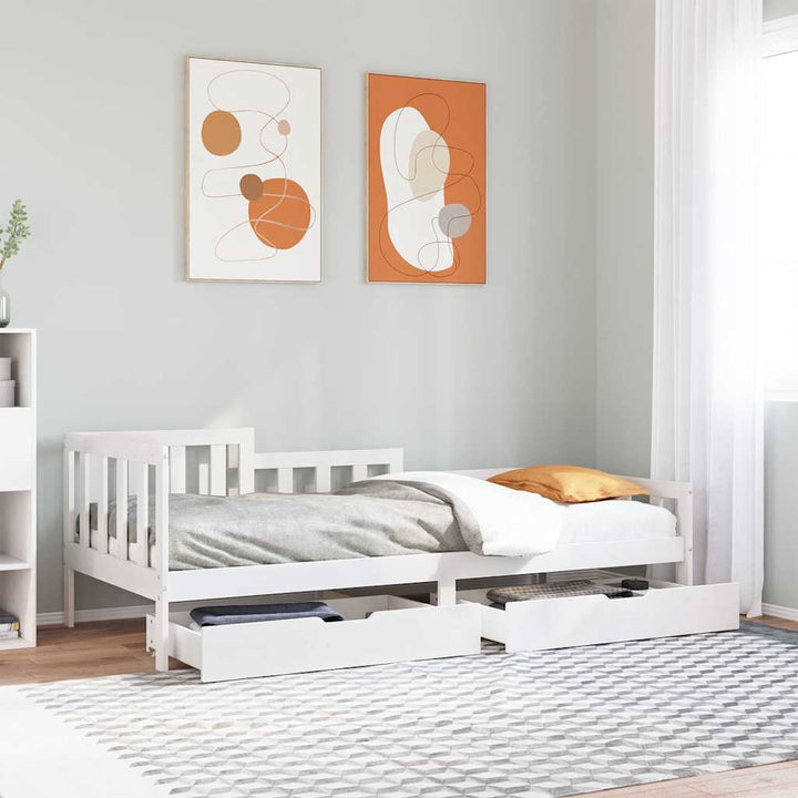 daybed med skuffer 90x200 cm massivt fyrretræ hvid