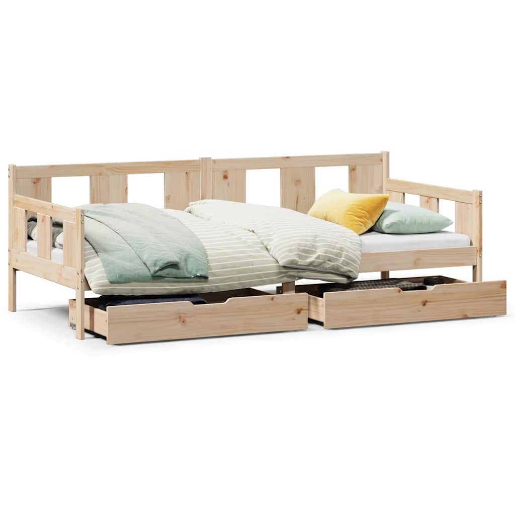 daybed med skuffer 90x190 cm massivt fyrretræ