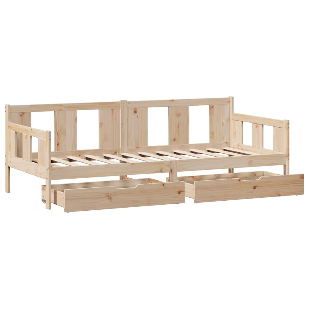 daybed med skuffer 90x190 cm massivt fyrretræ