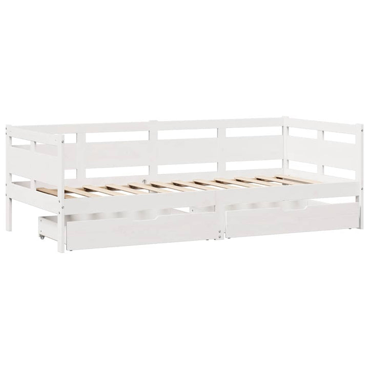 daybed med skuffer 90x200 cm massivt fyrretræ hvid