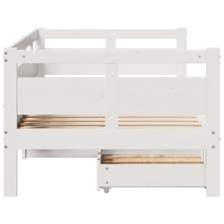 daybed med skuffer 90x200 cm massivt fyrretræ hvid