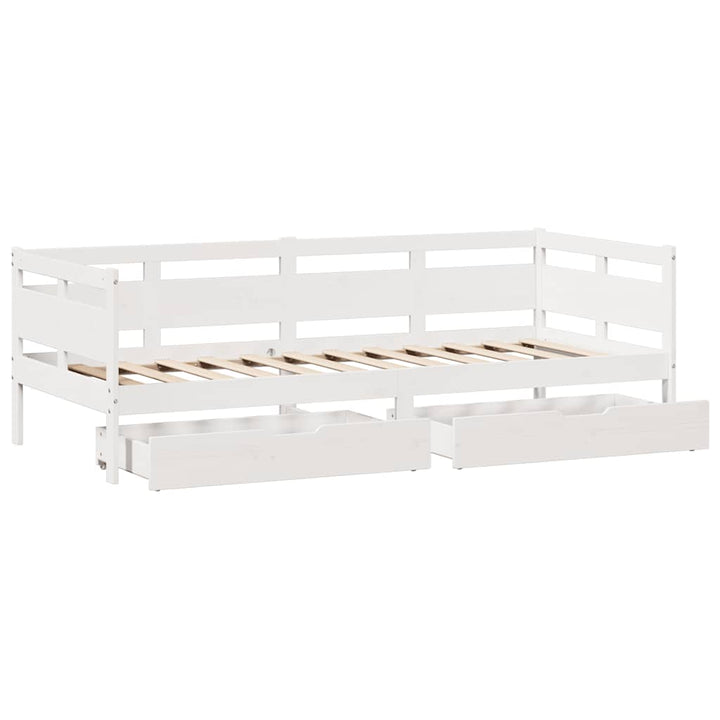 daybed med skuffer 90x200 cm massivt fyrretræ hvid