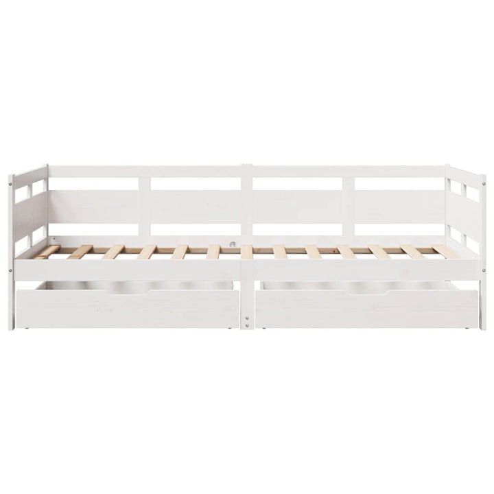 daybed med skuffer 80x200 cm massivt fyrretræ hvid
