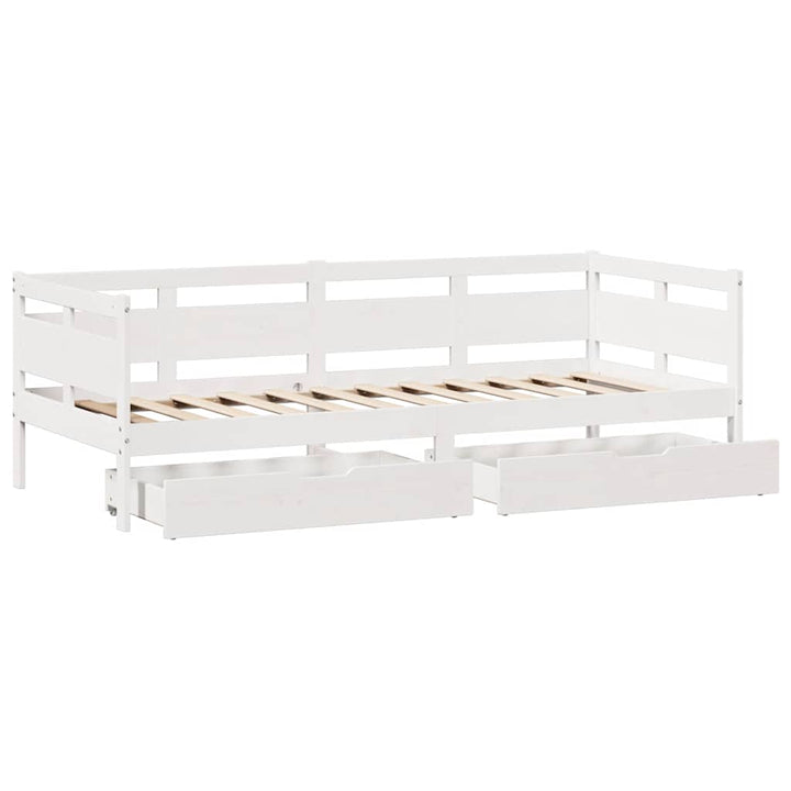 daybed med skuffer 80x200 cm massivt fyrretræ hvid