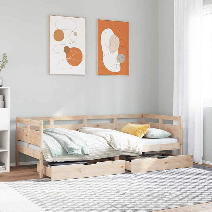 daybed med skuffer 90x190 cm massivt fyrretræ