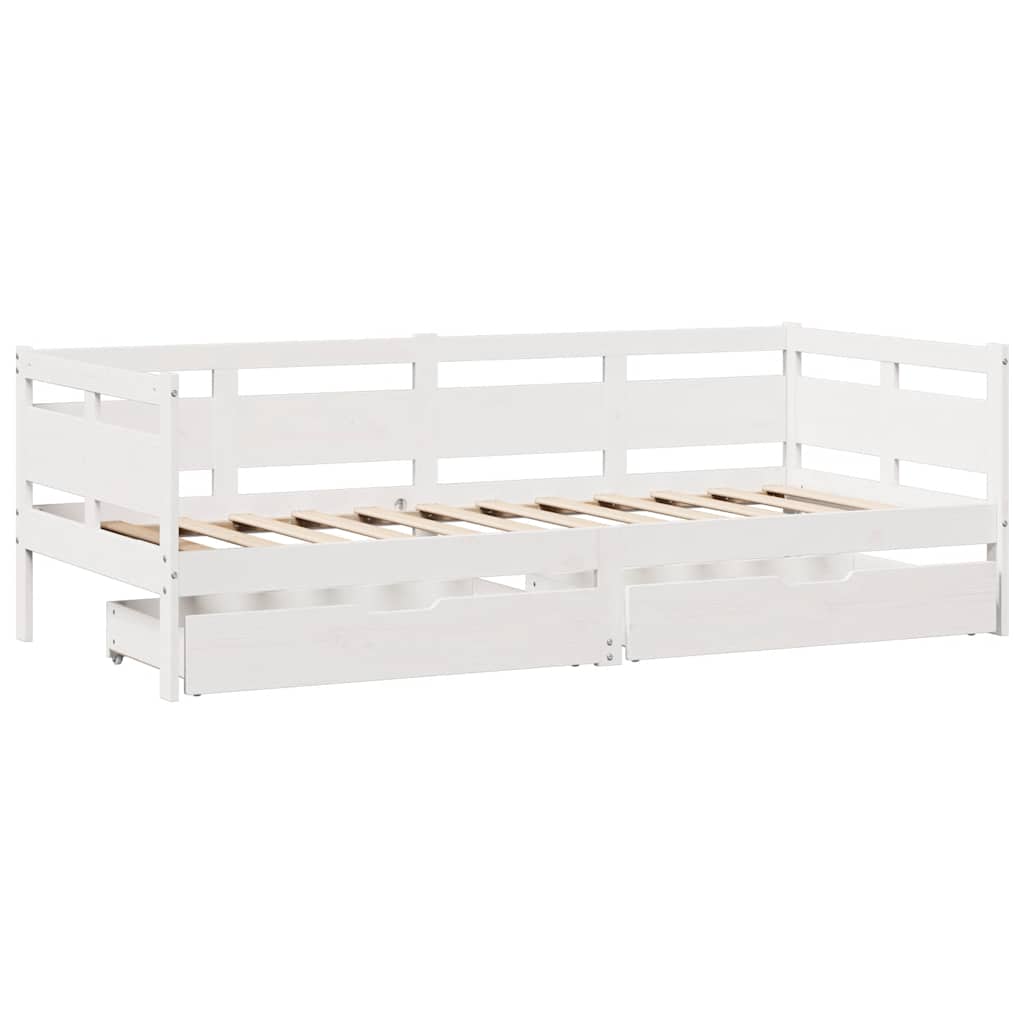 daybed med skuffer 90x190 cm massivt fyrretræ hvid