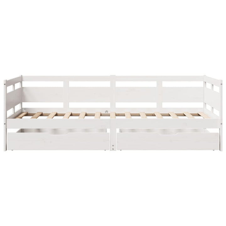 daybed med skuffer 90x190 cm massivt fyrretræ hvid