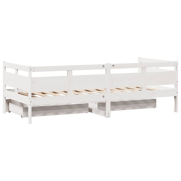 daybed med skuffer 90x190 cm massivt fyrretræ hvid