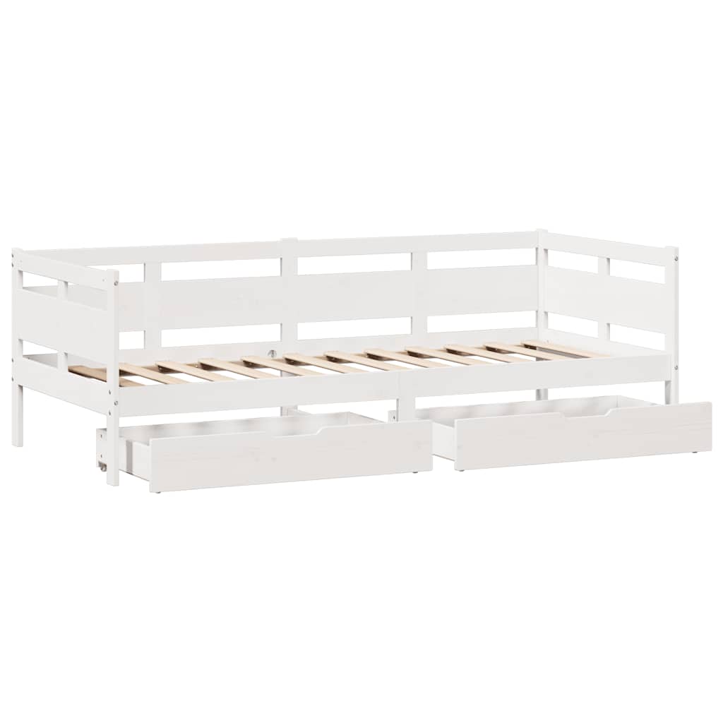 daybed med skuffer 90x190 cm massivt fyrretræ hvid