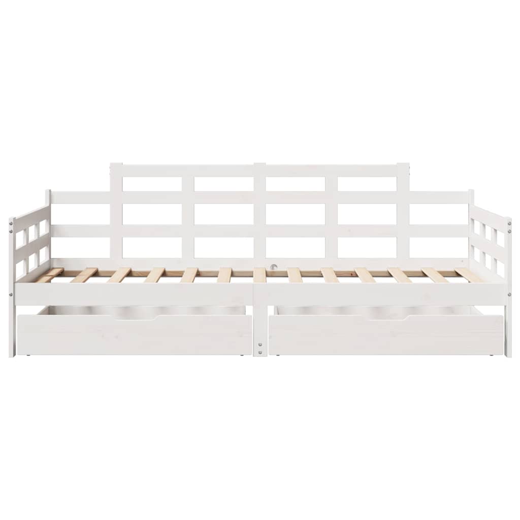 daybed med skuffer 90x200 cm massivt fyrretræ hvid