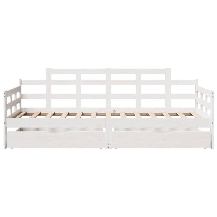 daybed med skuffer 90x200 cm massivt fyrretræ hvid