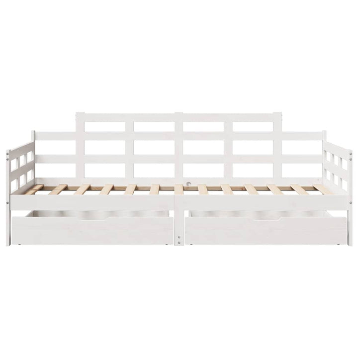 daybed med skuffer 90x200 cm massivt fyrretræ hvid