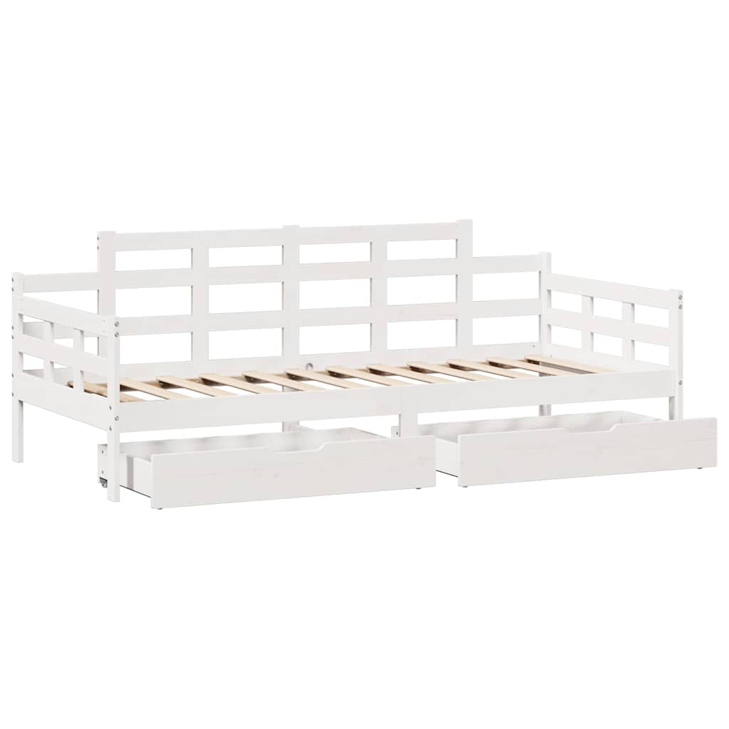 daybed med skuffer 90x200 cm massivt fyrretræ hvid