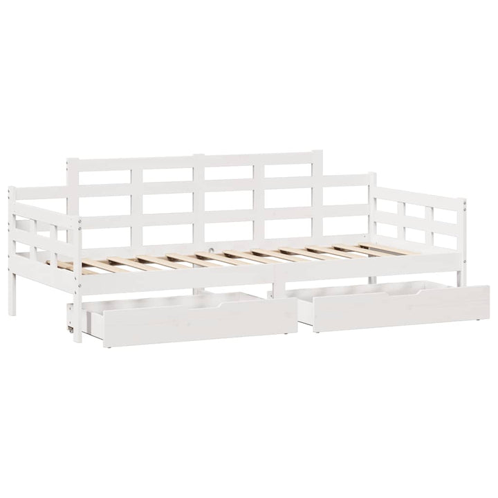 daybed med skuffer 90x200 cm massivt fyrretræ hvid