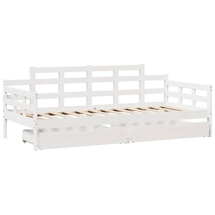 daybed med skuffer 80x200 cm massivt fyrretræ hvid