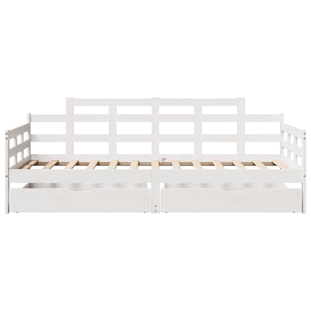 daybed med skuffer 80x200 cm massivt fyrretræ hvid