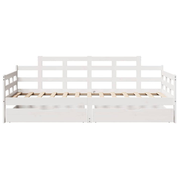 daybed med skuffer 80x200 cm massivt fyrretræ hvid