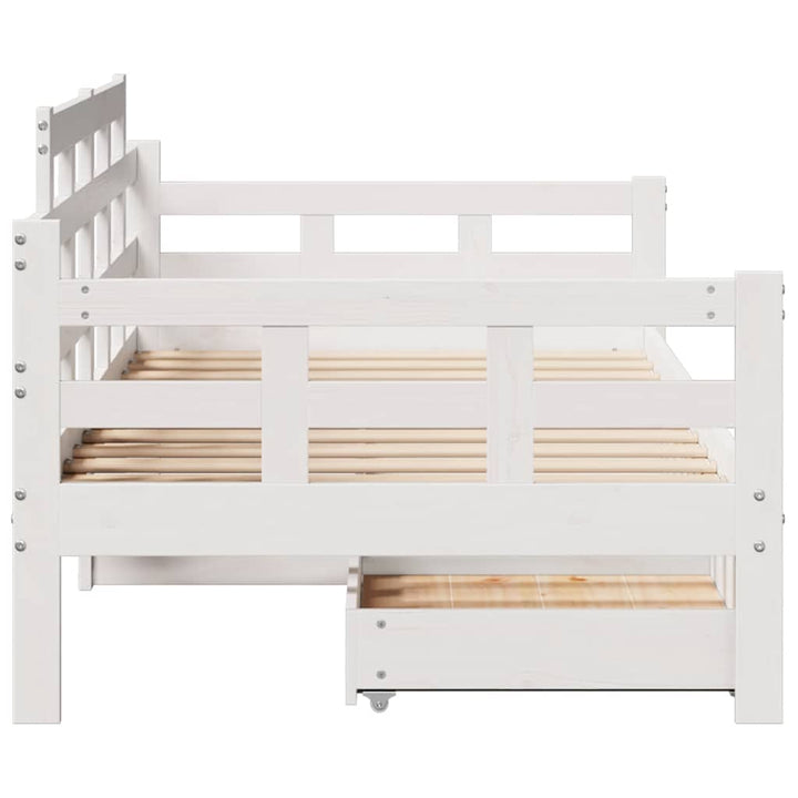 daybed med skuffer 80x200 cm massivt fyrretræ hvid
