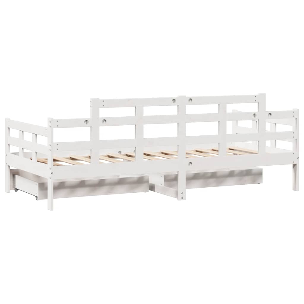 daybed med skuffer 80x200 cm massivt fyrretræ hvid