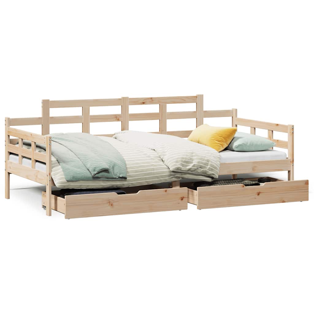 daybed med skuffer 90x190 cm massivt fyrretræ