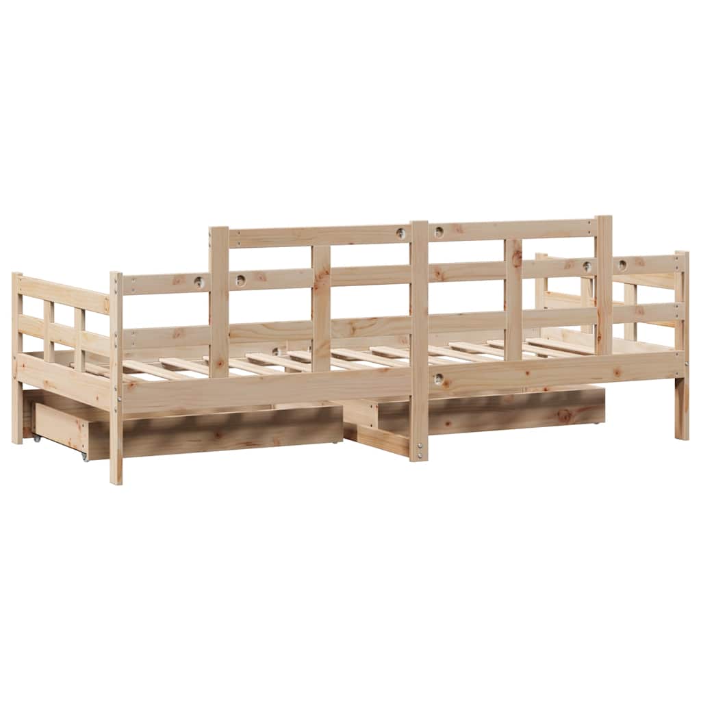 daybed med skuffer 90x190 cm massivt fyrretræ