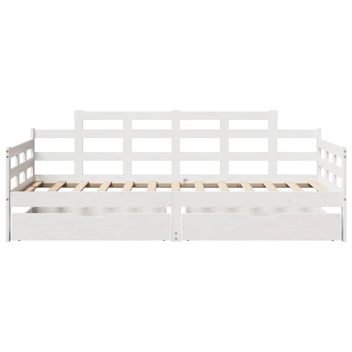 daybed med skuffer 90x190 cm massivt fyrretræ hvid