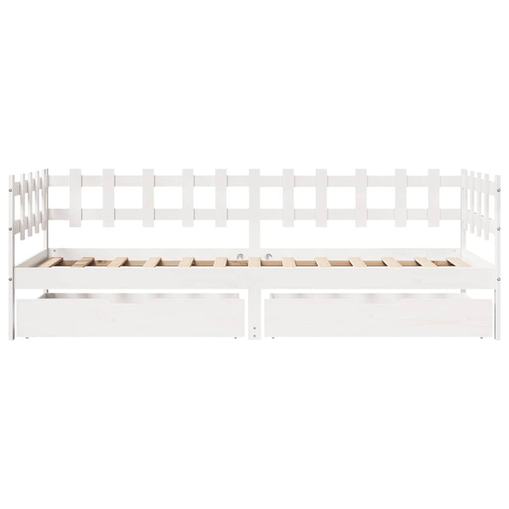 daybed med skuffer 80x200 cm massivt fyrretræ hvid
