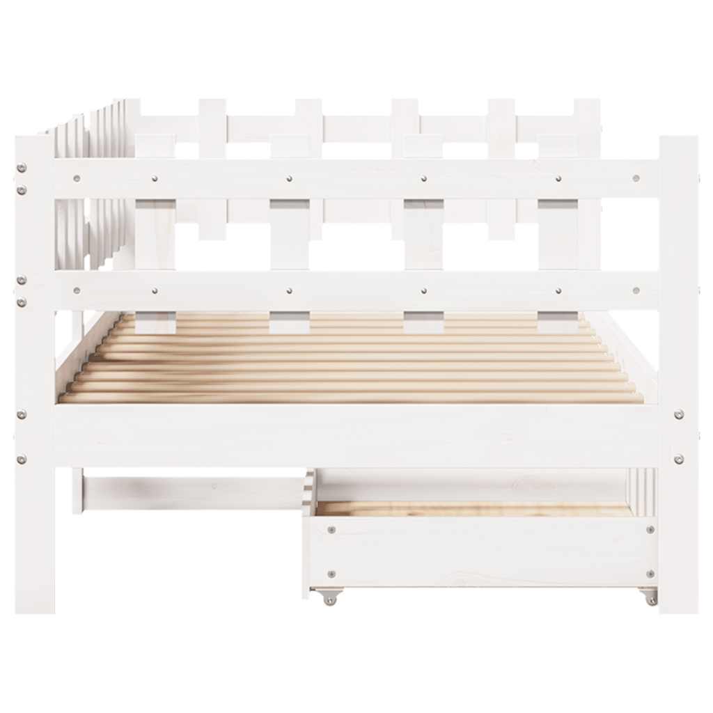 daybed med skuffer 80x200 cm massivt fyrretræ hvid
