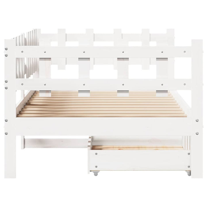 daybed med skuffer 90x200 cm massivt fyrretræ hvid