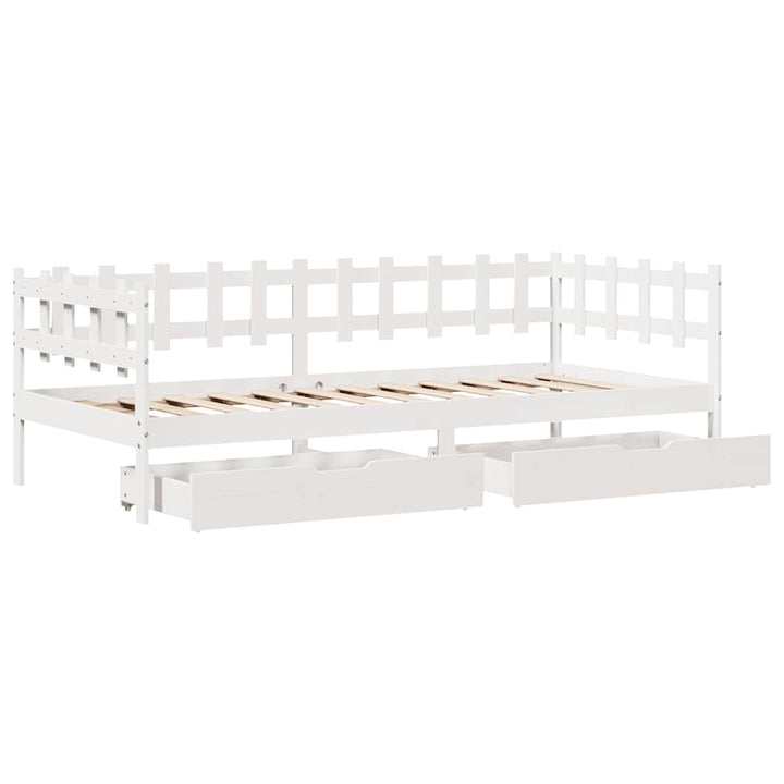 daybed med skuffer 90x200 cm massivt fyrretræ hvid