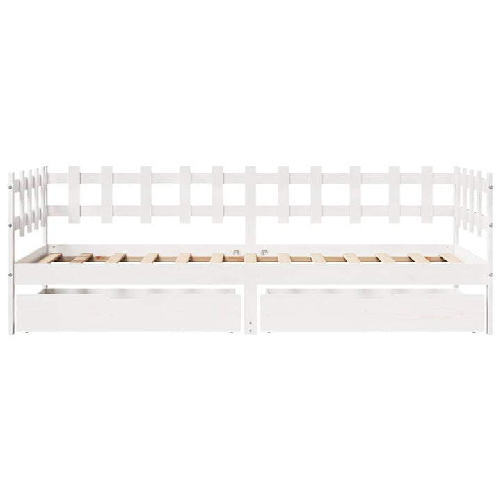 daybed med skuffer 80x200 cm massivt fyrretræ hvid