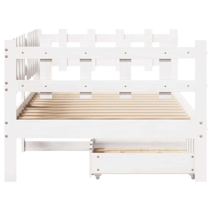 daybed med skuffer 80x200 cm massivt fyrretræ hvid