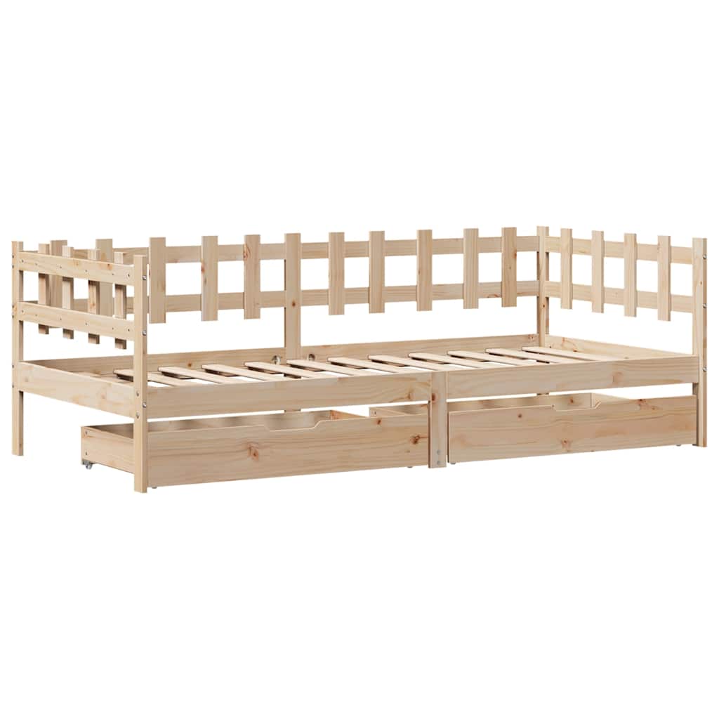 daybed med skuffer 90x190 cm massivt fyrretræ