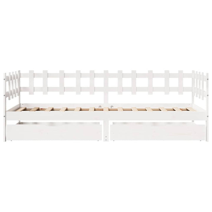 daybed med skuffer 90x190 cm massivt fyrretræ hvid