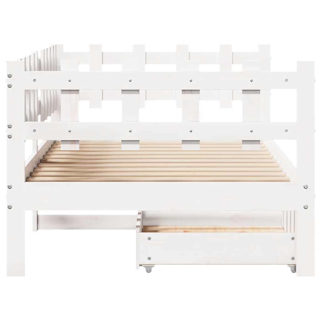 daybed med skuffer 90x190 cm massivt fyrretræ hvid